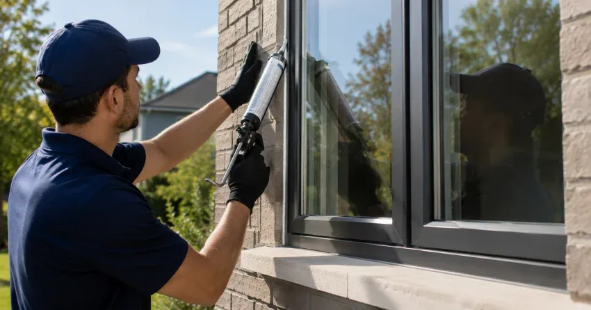 Aluminum window frame with double glazed insulated glass unit installed in a residential wall in Victoria Manor-Jennings Gate, Markham