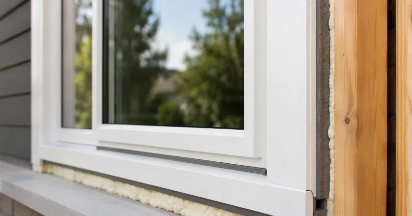 technician installing fiberglass window frame in Victoria Square, Markham home