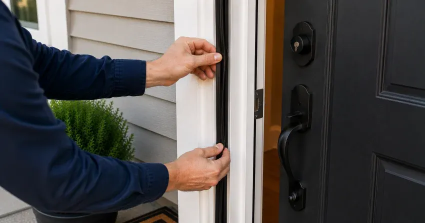 technician performing light test on door seal in Milliken Mills East, Markham