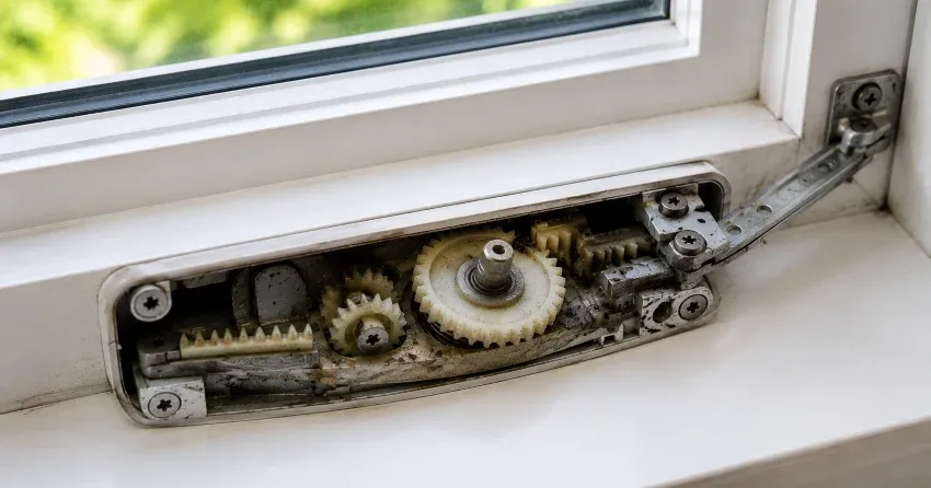technician replacing casement window crank operator in Thornhill, Markham home