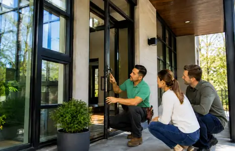 Modern home exterior with floor-to-ceiling windows by Windows & Doors Markham